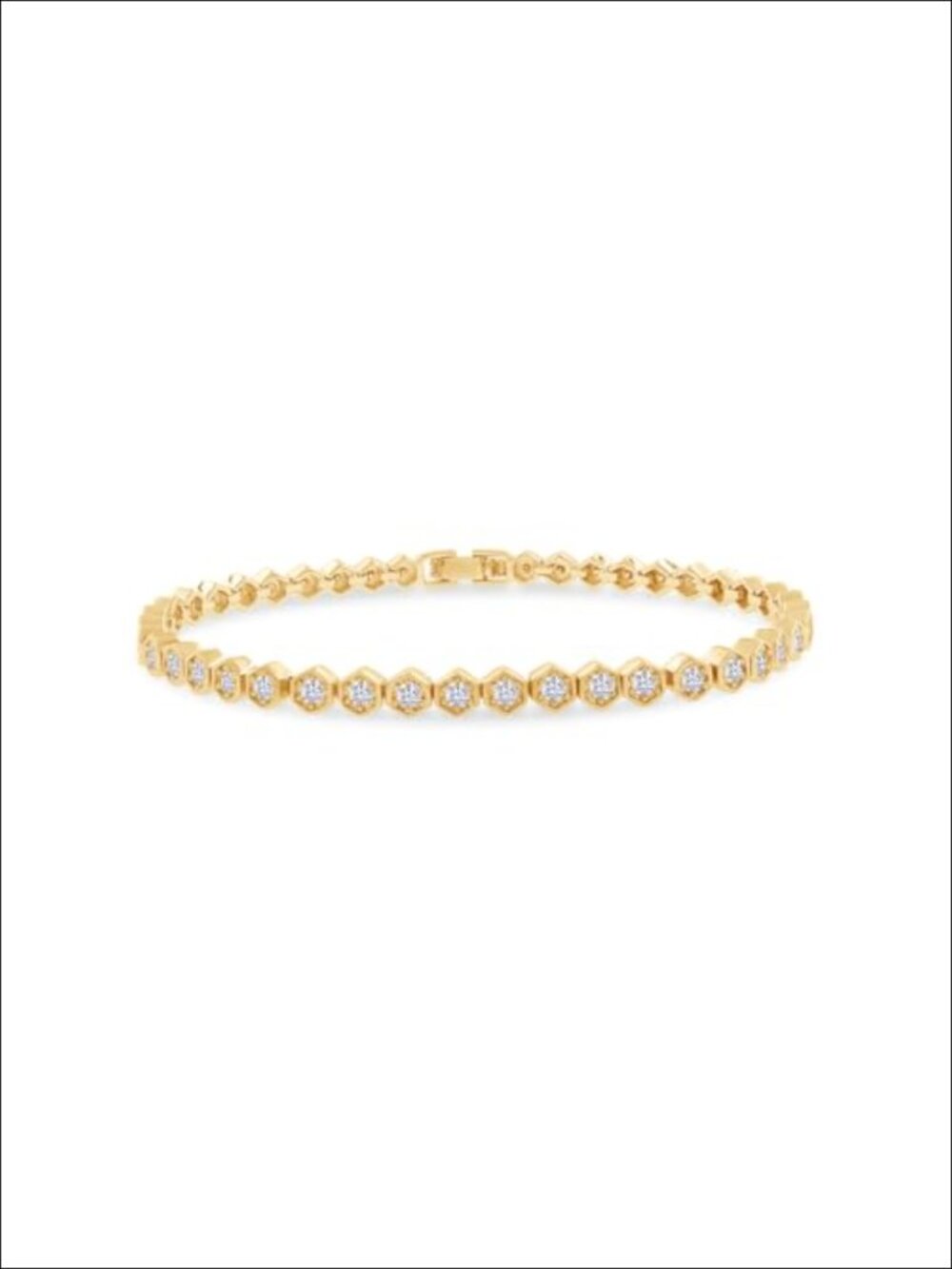 Dainty Moissanite Tennis Bracelet 18K Gold Plated Stacking Honeycomb